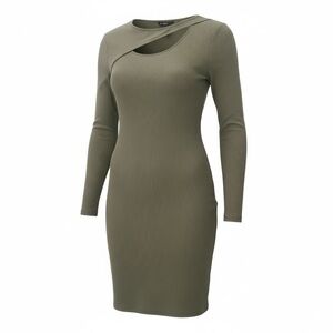 Wild Fable Olive Cutout Ribbed Long Sleeve Bodycon Dress XXL